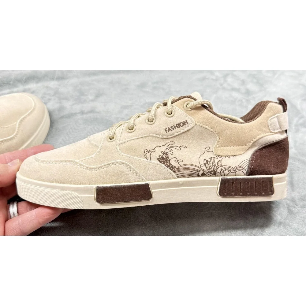 GUO CHAO‎ Shoes Mens Size EU40(US 7)Beige Faux Suede Casual Sneakers Lightweight